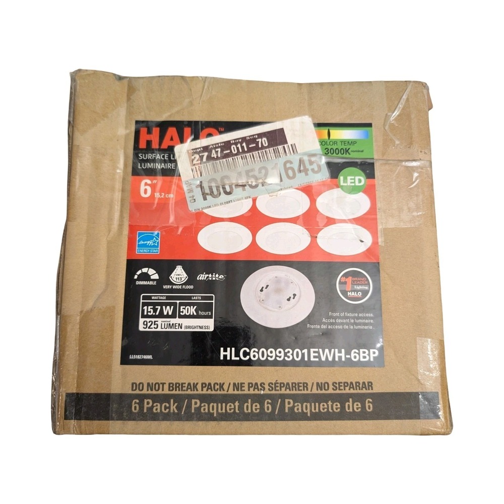 HALO HLC 6 in. 3000K Integrated LED Recessed Light Trim (6-Pack)